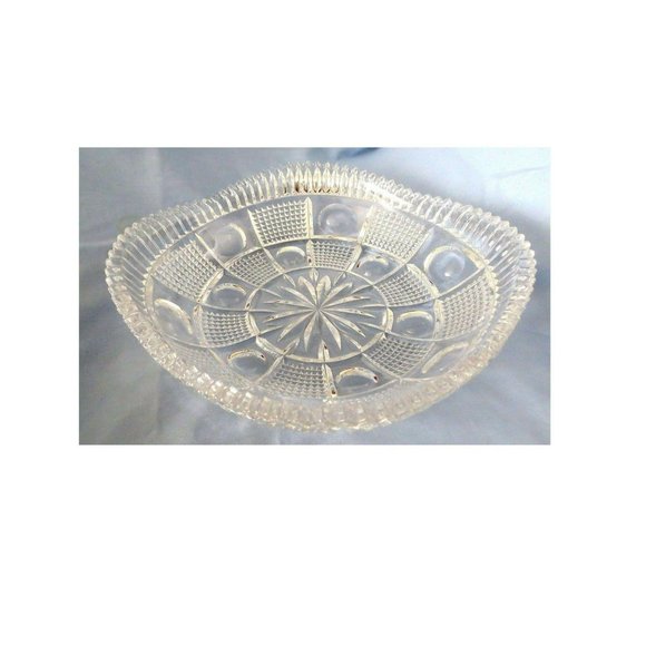 Vintage Candy Dish Cut Glass Square Knobby Sawtooth Pattern Bowl JE62 - Picture 3 of 6